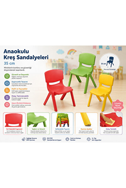 papey Plastik Okul Sandalyeleri 35cm Anaokulu Plastik Sandalye anaokulu yaş g...