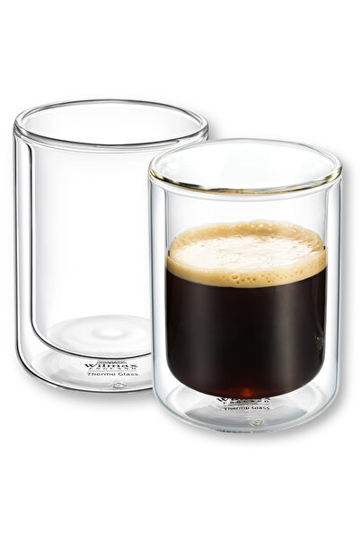 WILMAX ENGLAND Set 2 Pahare Cafea/Ceai Wilmax England, Perete Dublu, Sticlă T...