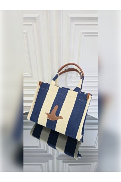 Generic Brand Striped Women's Canvas Bag