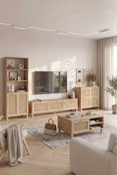 Robin Home Arizona Tv Ünitesi Orta Sehpa Konsol Kitaplık 4'Lü Set Ahşap Ayakl...