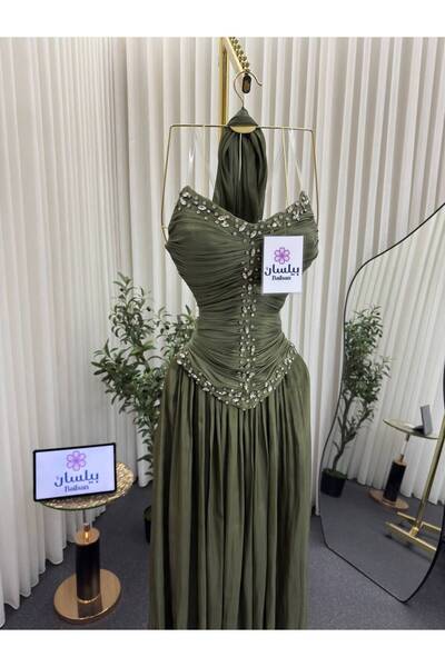 Bailsan Olive Green Evening Dress