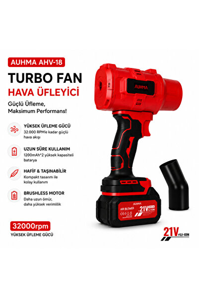 auhma Şarjlı Büyük Turbo Fan Hava Üfleyici Sarı - 21V Kömürsüz Motor - 32.000...