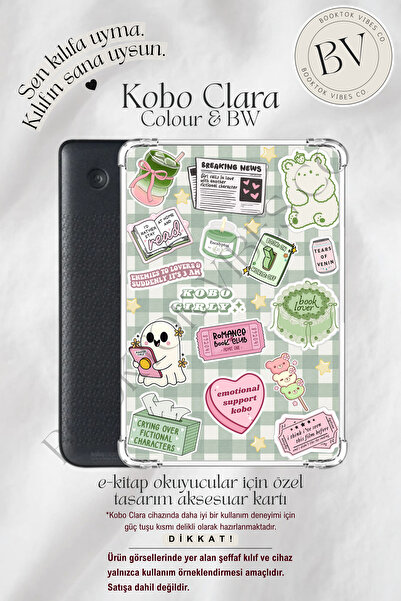 BookTok Vibes Co. Bookish Pembe Yeşil Sticker Temalı Insert - Kindle ve Kobo ...