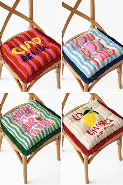IdeCraft Mediterranean Themed Ciao Bella Colorful Striped Fringed Fluffy Gard...