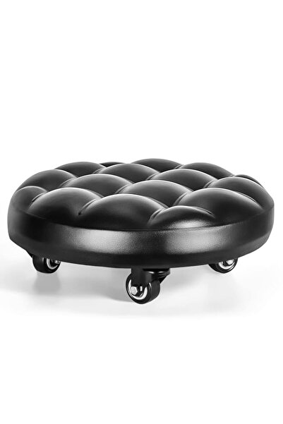 Generic Low Height Rolling Stool with 360° Swivel Caster, PU Leather Seat, He...