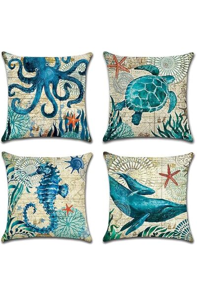 Generic ELECDON Blue Marine Life Pattern Waterproof Cushion Covers for Outdoo...