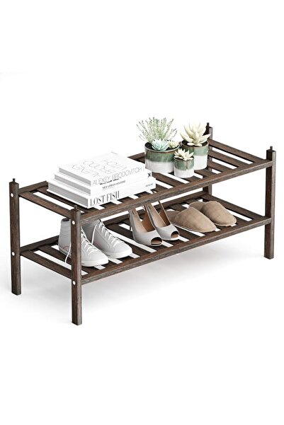 Generic Dranixly Bamboo 2-Tier Shoe Rack Stackable Shoe Shelf Storage Organiz...
