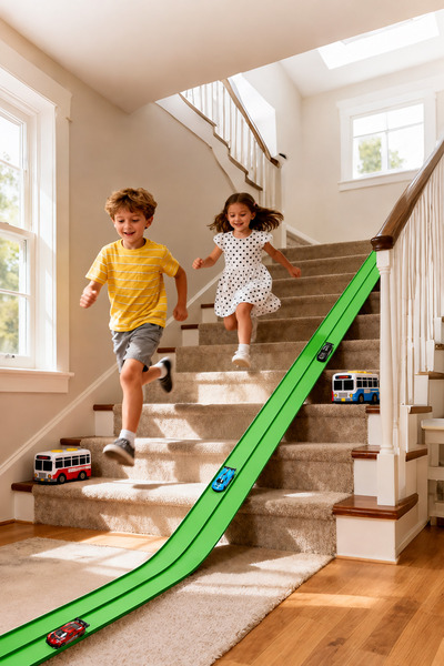 elisalife Oyun Esnek Yarış Pisti Kıvrılabilen Aksiyon Pisti Go Track 4.5 Mt Flex Track Oyuncak Yeşil Green