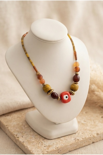 ZGNOVA Handmade Evil Eye Bead Detailed Special Design Necklace