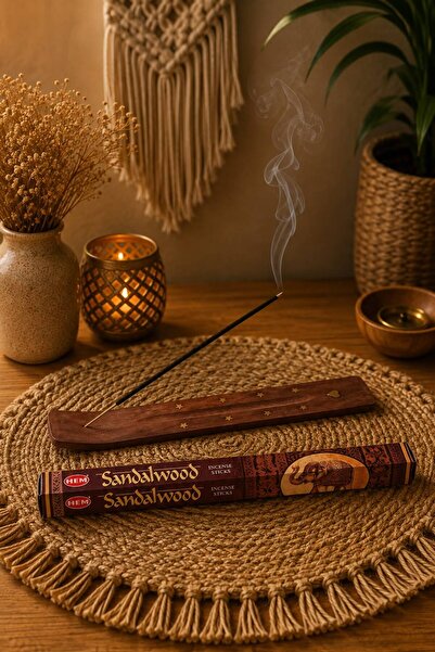Sandalwood Tütsü - Sandal Ağacı Kokulu 20 Stick Çubuk Tütsü, Aromatik Ev ve Ortam Kokusu
