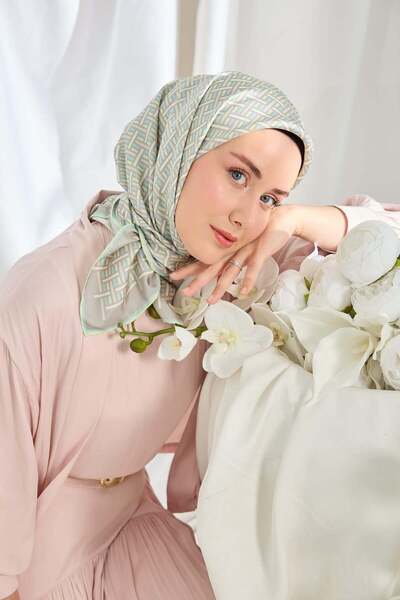 Silk Home Twill İpek Eşarp Geometrik Gri