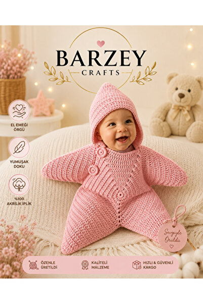 Barzey crafts EL Örgüsü Özel Tasarım Yıldızlı Bebek tulumu