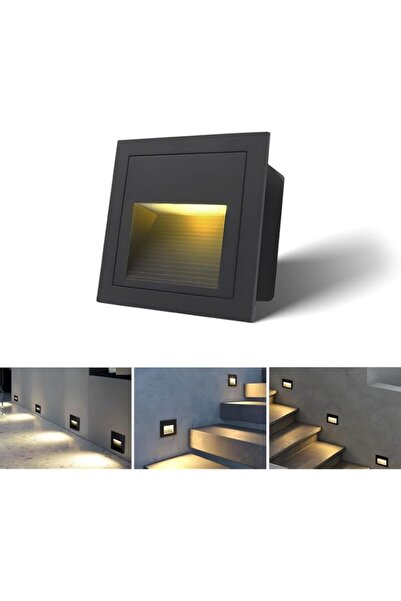 Generic HUA QIANG WANG Recessed LED Step Light Black, 3000K Warm White Stair ...
