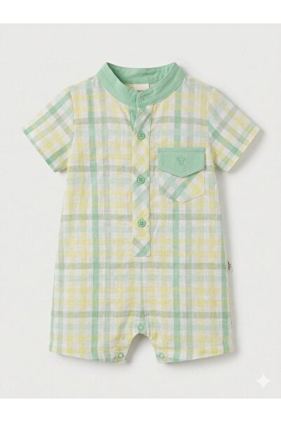 Maison Bebe Tongs Baby Boy Plaid Patterned Judge Collar Pocket Short Sleeve J...