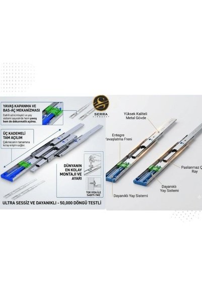 Serra 40 Cm Frenli Çekmece Ray