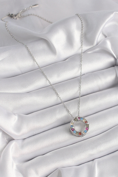 online kapsulavm avm alışveriş 316L Steel Silver Color Chain Colorful Zircon ...