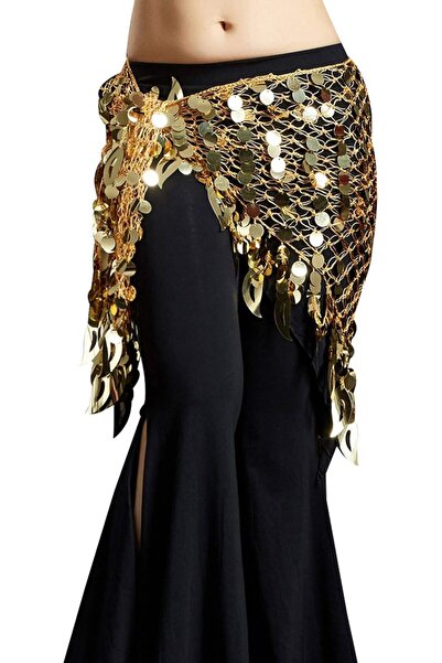 KASTWAVE Belly Dance Hip Scarf, Gold Coins Belly Dance Skirt Belly Dancer Cos...