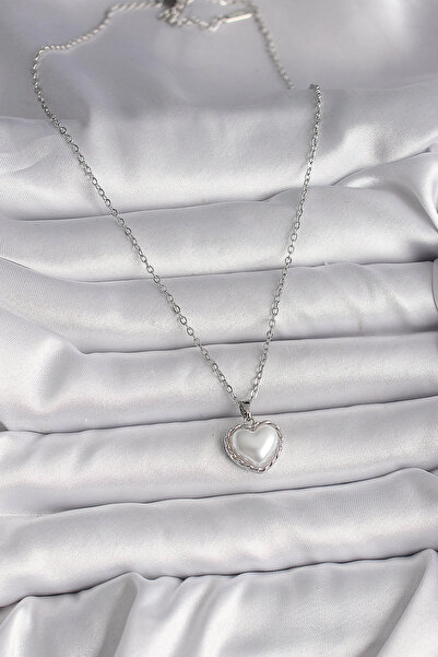 online kapsulavm avm alışveriş 316L Steel Silver Color Chain 3D Pearl Heart M...