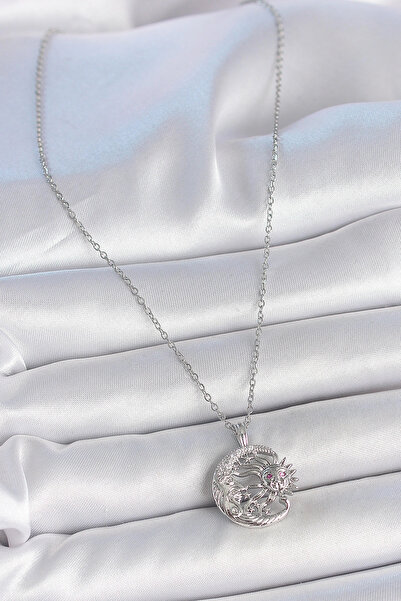 online kapsulavm avm alışveriş 316L Steel Silver Color Chain Moon Sun Model Z...