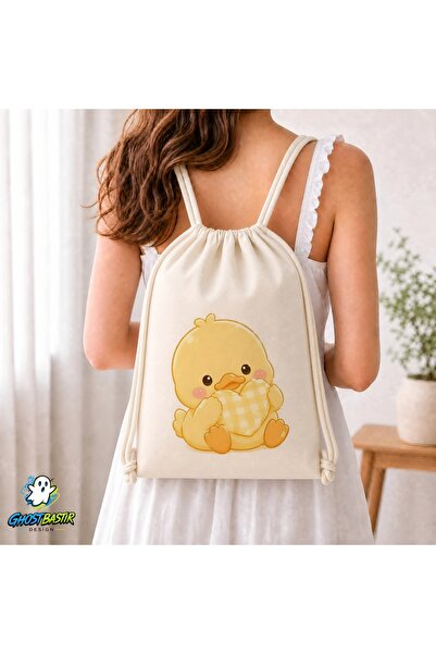 Ghostbastır Design Civcivli Drawstring Linen Bag C064