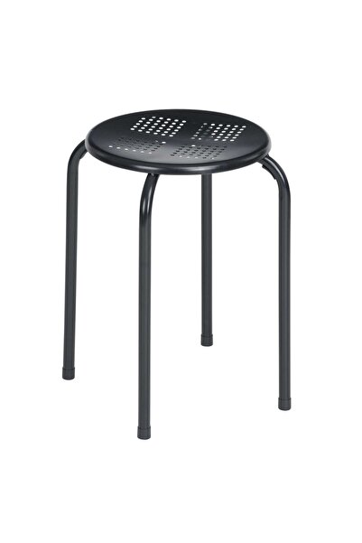 OEM Taburet SC99001 fix, rotund, metal negru, 30 x 30 x 44.5 cm