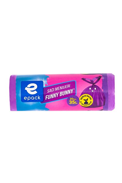 OEM Saci menajeri / gunoi Epack Funny Bunny, cu manere, violet deschis, 35 L,...