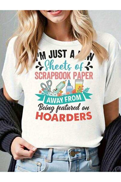 k222 قميص نسائي بطباعة مضحكة من Hoarders Show - تصميم بشعار ورق سكرابوك مع مق...