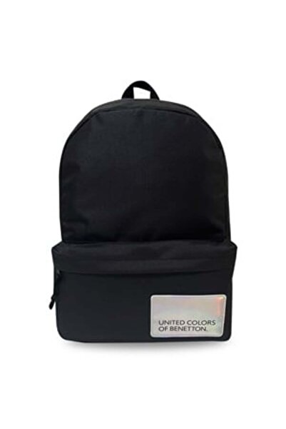 Benetton Холографска черна раница с лого 30x14x44см