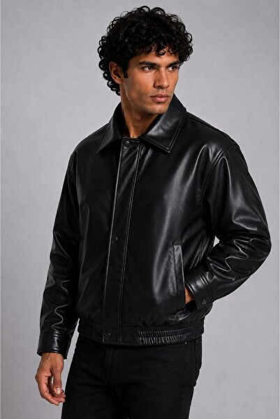 wesley wear YARI OVERSİZE ERKEK DERİ CEKET