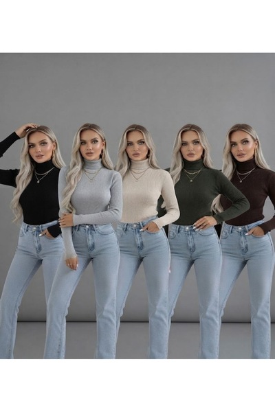 ixir 5-Piece Advantageous Set Women's Long-Sleeved Turtleneck Sweater New Mod...