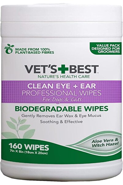 Vet's Best مناديل مبللة طبيعية لتنظيف العين للكلاب من فيتس بيست، 100 منديل مب...