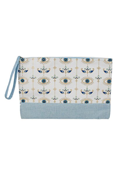 OEM White Eyeshadow Palette with Baby blue Eyes, Gold Foil and Handle 32x22cm