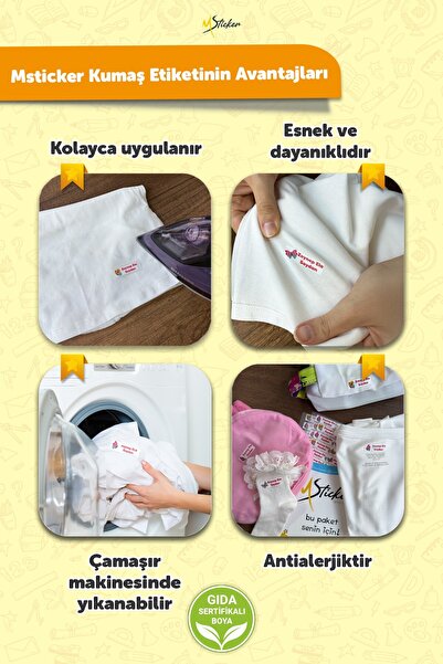 MSticker Kıyafet Etiketi - Okul Kıyafetlerine Kişiye Özel 30 Saniyede Kolay Uygulama Yıkanabilir - Gezegenler
