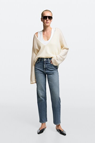 Massimo Dutti Yüksek bel cropped straight fit jean