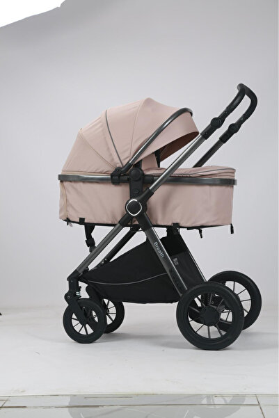 Krista Cărucior 3 în 1 Luxmom A4, Crem, Dublu Reversibil cu scoică