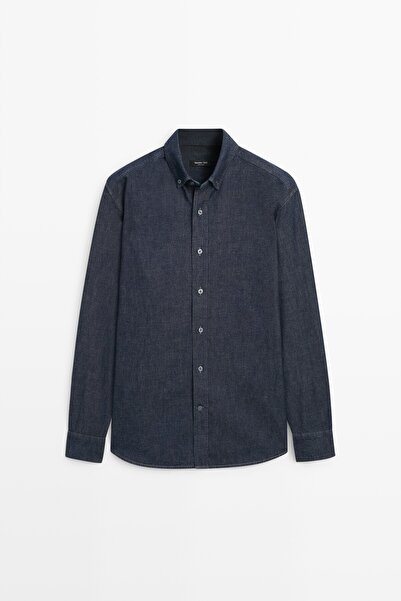 Massimo Dutti %100 pamuklu regular fit denim gömlek