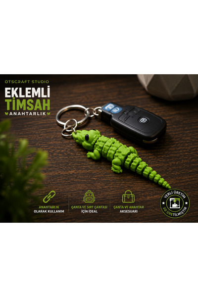 Otscraft Studio Articulated Crocodile Keychain Fidget Keychain Crocodile Toy