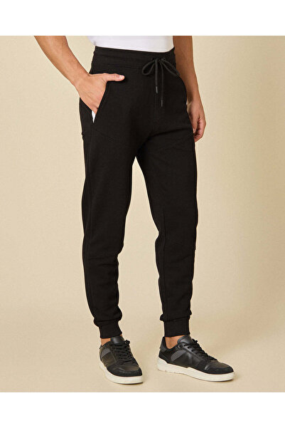 REDTAG Men Black Plain Pique Track Pants