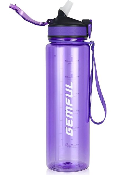 GENERAL 1L Water Bottle with Straw and Indicators Tritan Material Bpa Free Su...