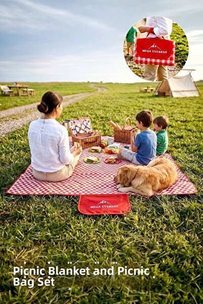 NESS HOME 2-Piece Picnic Set: Thermal Insulated Picnic Basket and Picnic Mat,...