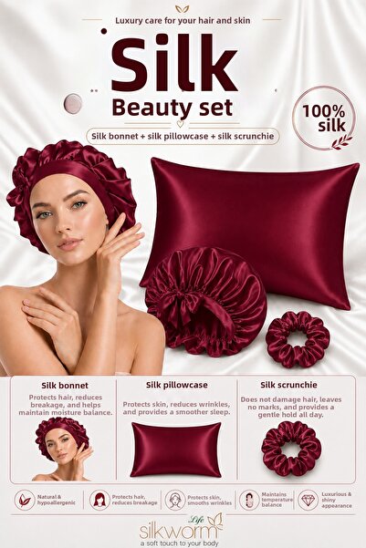 silkwormlife Silkworm Life 100% Silk Beauty Set – Μαξιλαροθήκη (50x70) + Μετα...