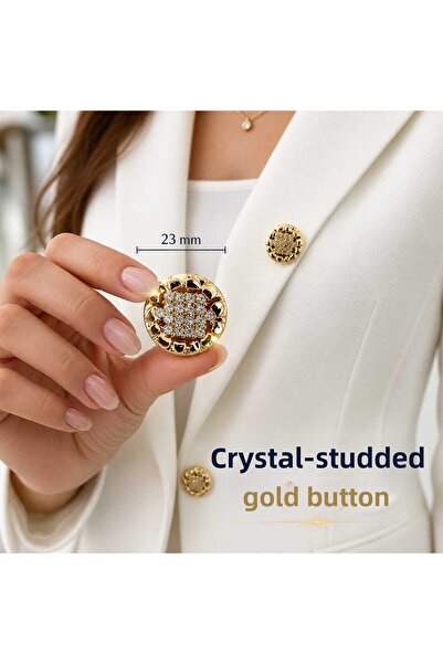 beyna aksesuar Crystal Stone Gold Coated 23mm Metal Button 1 Pack 3 Pieces