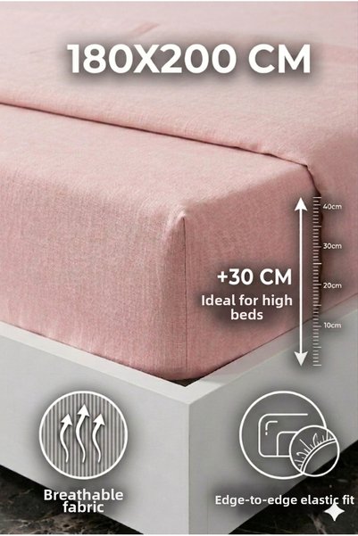 embays collection Cearșaf elastic din bumbac, dimensiune king size, 180x200cm (față de pernă 50x70cm CU CADOU)