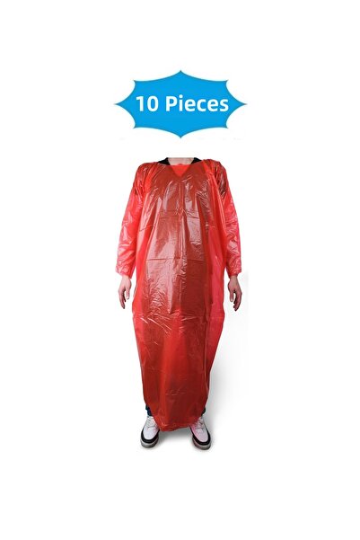 QBR Home Pack of 10 Disposable Nylon Long Sleeve Aprons