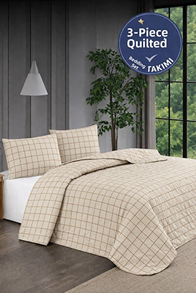 Shopyteks غطاء سرير مزدوج مقاس 200×220 سم، مبطن بنقش زهور البايك، طقم غطاء سر...