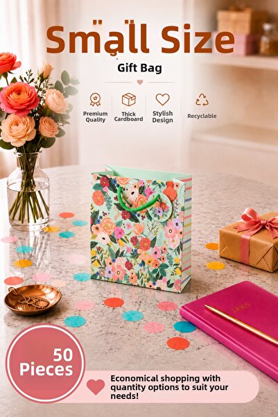 Daks 50 Pcs (15.4 X 18.4 X 7.6 cm) - Pastel Green Floral Small Size Cardboard...