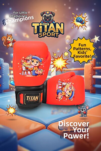 Titan Sport Children's Boxing Gloves Neon Orange Cute Giraffe Model