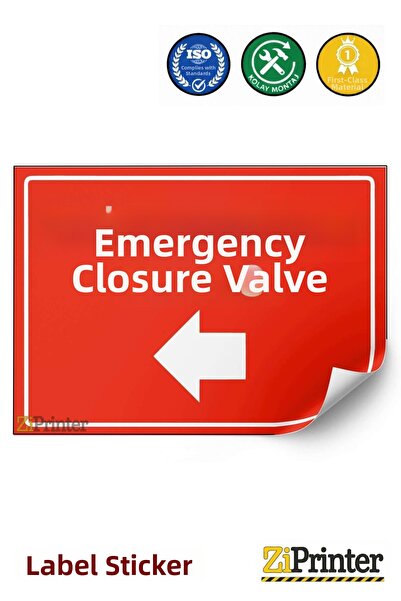 ZiPrinter Emergency Shut-Off Valve Isg Warning Sign Sticker 15X21 cm