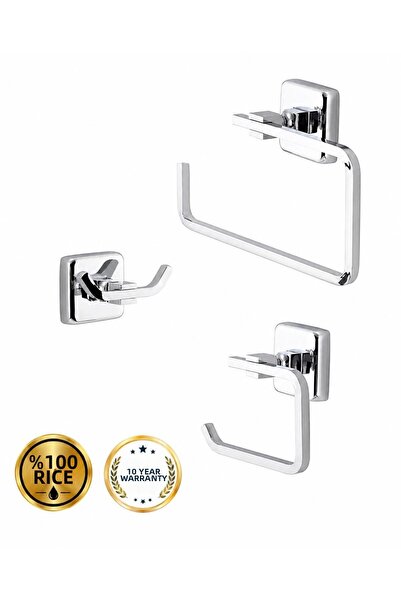OSSO BANYO Marina Series Chrome Brass Bathroom Accessory Set Towel Holder Rac...