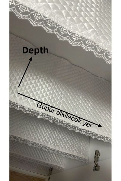 ALPER BAŞHELVACI Shelf Depth 45 cm X 5 Mt Luxury Satin Quilted Shelf Cover wi...